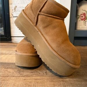 UGG Cream Fleece-Lined Boots